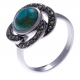 Bague argent rhodié 3,8g - turquoise - marcassites - T52 à 60