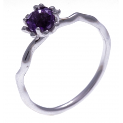 Bague argent rhodié 1,5g - améthyste - T50 à 60