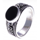 Bague argent 6,5g - finition vieillie - onyx - T50 à 60