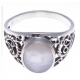 Bague argent 3,9g - nacre blanche - T50 à 60