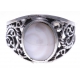 Bague argent 3,9g - nacre blanche - T50 à 60