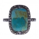 Bague argent rhodié 3g - turquoise - marcassites - T52 à 60