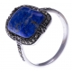 Bague argent rhodié 3g - lapis lazuli - marcassites - T52 à 60