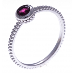 Bague argent rhodié 1,7g - grenat - T50 à 60