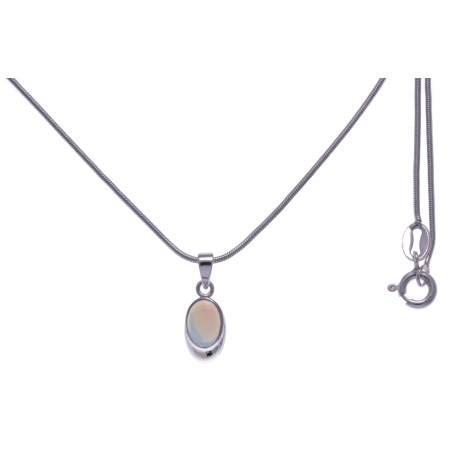 Collier argent rhodié 3g - opale noble d'éthiopie - 40+5cm