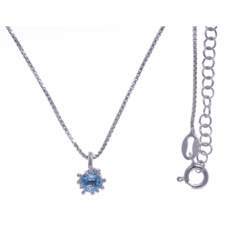 Collier argent rhodié 3,2g - bleu topaze - 40+5cm