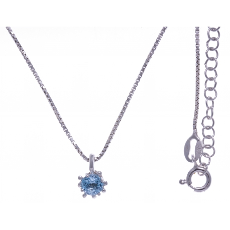 Collier argent rhodié 3,2g - bleu topaze - 40+5cm