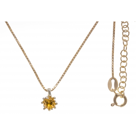 Collier argent doré 3g - citrine - 45+5cm