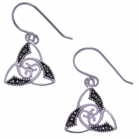 Boucles d'oreille argent rhodié 2,3g - triskel - marcassites