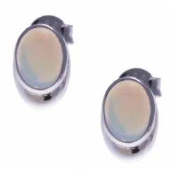 Boucles d'oreille argent rhodié 0,7g - opale noble d'éthiopie