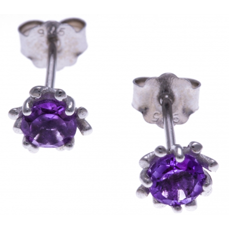 Boucles d'oreille argent rhodié 1,2g - améthyste