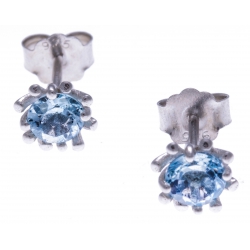 Boucles d'oreille argent rhodié 1,2g - bleu topaze