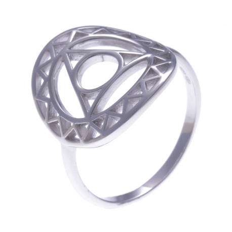 Bague argent rhodié 2,2g - chakra de la gorge - T50 à 60