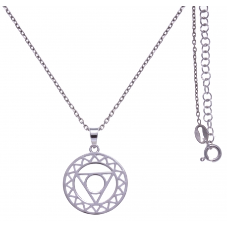 Collier argent rhodié 4,1g - chakra de la gorge - 38+5cm