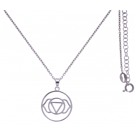 Collier argent rhodié 4,1g - chakra du troisième il - 38+5cm