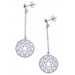 Boucles d'oreille argent rhodié 4,8g - chakra couronne - chaine 2,5cm