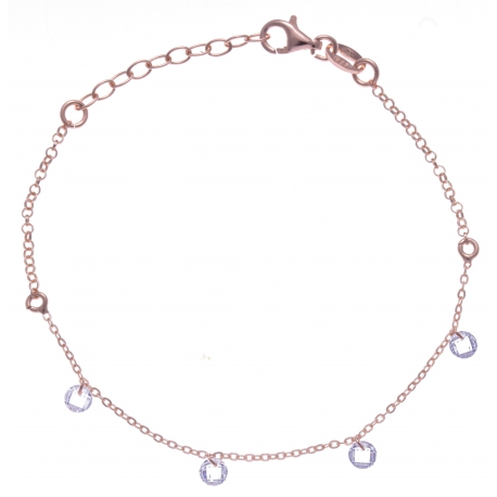 Bracelet argent rosé 1,8g - cristaux de swarovski - 17+3cm