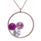 Collier argent rosé 3,9g  - cristaux de swarovski - couleur rose crystal et fushia- 40+5cm