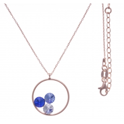 Collier argent rosé 3,9g  - cristaux de swarovski - couleur crystal, saphyr et bleu clair - 40+5cm