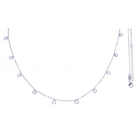 Collier argent rhodié 3,2g - cristaux de swarovski - 38+5cm