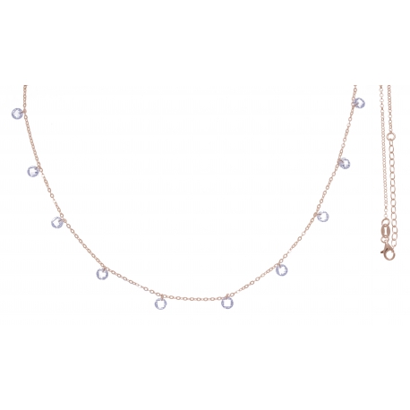 Collier argent rosé 3,2g - cristaux de swarovski - 38+5cm