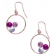 Boucles d'oreille argent rosé 3,7g - cristaux de swarovski - couleur rose crystal et fushia