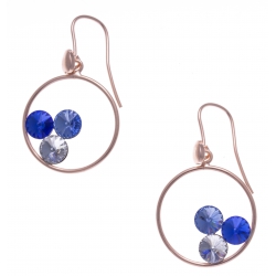 Boucles d'oreille argent rosé 3,7g - cristaux de swarovski - couleur crystal, saphyr et bleu clair