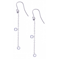 Boucles d'oreille argent rhodié 1,6g - cristaux de swarovski - chaîne 4,5cm