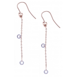 Boucles d'oreille argent rosé 1,6g - cristaux de swarovski - chaîne 4,5cm