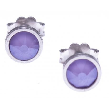 Boucles d'oreille argent rhodié 1,1g - cristaux de swarovski -  couleur lila - diamètre 5mm