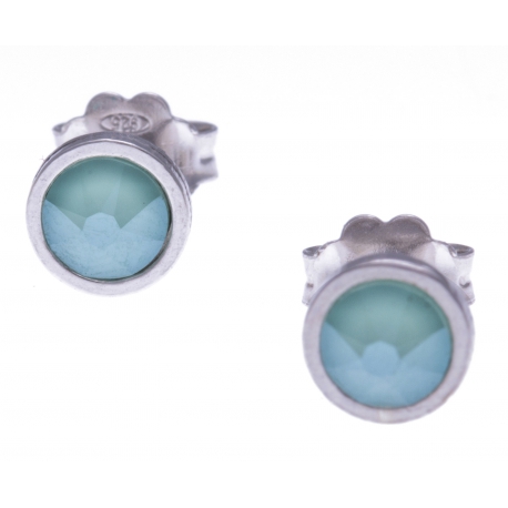 Boucles d'oreille argent rhodié 1,1g - cristaux de swarovski -  couleur menthe verte - diamètre 5mm