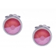 Boucles d'oreille argent rhodié 1,5g - cristaux de swarovski -  couleur corail clair - diamètre 7mm