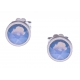 Boucles d'oreille argent rhodié 1,5g - cristaux de swarovski -  couleur bleu  opal - diamètre 7mm