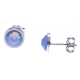 Boucles d'oreille argent rhodié 1,5g - cristaux de swarovski -  couleur bleu  opal - diamètre 7mm