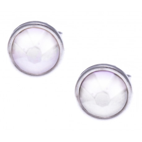Boucles d'oreille argent rhodié 1,5g - cristaux de swarovski -  couleur ivoire - diamètre 7mm