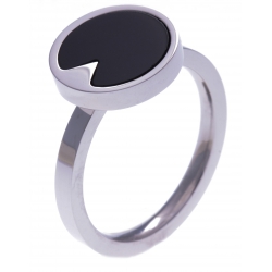 Bague en acier - onyx - diamètre 12mm - T50 à 60