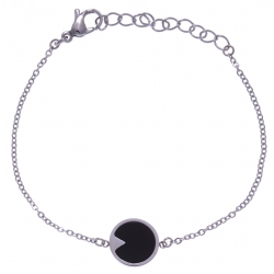 Bracelet en acier - onyx - diamètre 12mm - longueur 16+4cm