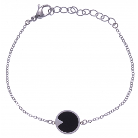 Bracelet en acier - onyx - diamètre 12mm - longueur 16+4cm