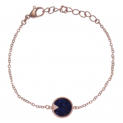 Bracelet en acier rosé - sodalite - 12mm - longueur 16+4cm