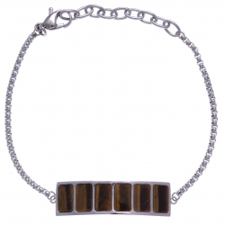 Bracelet en acier - il de tigre - longueur 16+4cm