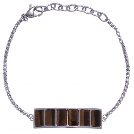 Bracelet en acier - il de tigre - longueur 16+4cm