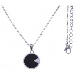 Collier en acier - onyx - diamètre 18mm - longueur 40+10cm