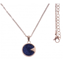 Collier en acier rosé - sodalite - diamètre 18mm - longueur 40+10cm