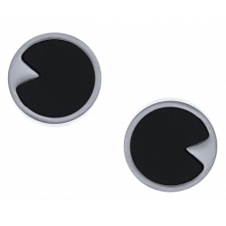 Boucles d'oreille acier - onyx - diamètre 12mm