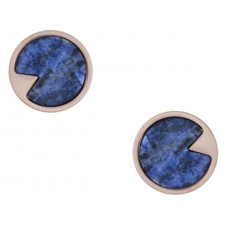 Boucles d'oreille en acier rosé - sodalite - diamètre 12mm