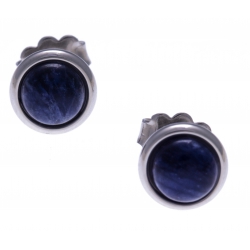 Boucles d'oreille en acier - cabochon sodalite 8mm