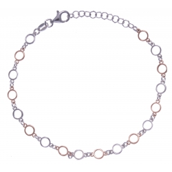 Bracelet argent rhodié 3,3g - 2 tons - ronds - 17+3cm