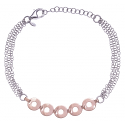 Bracelet argent rhodié 3,8g - 2 tons - losanges - 17+3cm