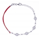 Bracelet argent rhodié 2,5g - arbres de vie - cordon rouge - 17+3cm