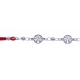 Bracelet argent rhodié 2,5g - arbres de vie - cordon rouge - 17+3cm